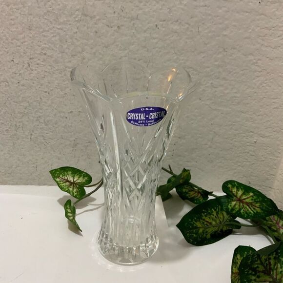 Crystal DePlomb / Cristal DePomo Lead Flared Scalloped 8-3/4" Vase  Made in USA - Picture 1 of 4